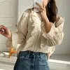 Höst Vintage Vit Blus Kvinnor 2022 Pullover Ruffles Lace Elegant Womens Flare Sleeve Bomullskjorta Blusas 11271 Kvinnors Blusar Skjortor