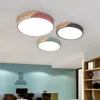 Plafondverlichting Nordic Ultra-Thin Multicolor Circulaire LED-lamp Kinderkamer Licht Houten Kantoor Slaapkamer Study Hall