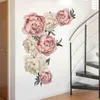 40x60cm Büyük Pembe Şakayık Gül Çiçek Duvar Etiketi Romantik Çiçekler Yatak Odası Oturma Odası için Ev Dekoru DIY Çıkartmaları #T2P Çıkartmalar