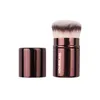 Retractable Kabuki Makeup Brush - Dense Synthetic Hair Short Travel-Sized Foundation Powder Contour Beauty Cosmetics Tools