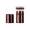 Souchoute de maquillage de sablier fond de teint courte rétractable Kabuki Brosse cosmétique - Cheveux synthétiques denses courts de base de la taille de voyage Contour de poudre de poudre de beauté