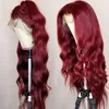 Allove 30 32 inch 99j gekleurde pruik bordeaux kleur recht voorgeplukt pruiken van echt haar transparant HD kanten voorkant pruik body wave voor 9741618