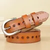 Belts Plum Blossom Hollow True Leather Belt Femme Lady Baitao Personality Pure Cattle Student Tide For Women Punk