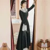 Lente vrouwen vestidos micalf kant lange elegante jurken vintage volledige mouw avond feestavond vrouwelijke zwarte jurk 210603