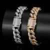 Anztilam 13 mm Hip Hop lodowany kwadratowa bransoletka cyrkon kubańska łańcuch ręki utwardzony Bling Stone mężczyźni kobiety rock biżuteria hurtownia l2641