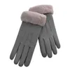 Fünf-Finger-Handschuhe für Damen, Skifahren, weiche Manschette, Outdoor-Sport, warm halten, elegante Fäustlinge, Winter, Damen, Schleife, Fahren, gemütlich, voller Finger, Wildlederimitat