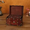 Boîtes de rangement bacs grande boîte en bois en métal vintage avec serrure valise bijoux pour cadeau artisanat organisateur décorations de bureau emballage271r