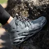Sapatos de trabalho dos homens Malha de ar respirável Botas de trabalho masculino Sapatos de segurança indestrutíveis com sapatilhas de construção de tampa de toe de aço