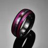 Anéis de casamento 8mm elétrico preto incrustado roxo guitarra cordas abalone cúpula anel de carboneto de tungstênio moda masculina jóias gift247a