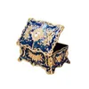 Vintage Rektangel Trinket Box Smycken Ornate Antik Graverad Jewerly Storage 211105