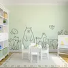 Cartoon Woodland Zwierzęta Bear Deer Naklejki Ścienne Dziecko Przedszkole Kids Room Las Pet Wolf Zwierząt Naklejka Sypialnia Winyl Decor 210705