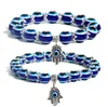 8mm 10mm Lucky Fatima Blue Evil Eye Charms Perlenstränge Armbänder Perlen türkische Pulseras für Frauen