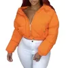 Veste à capuche Puffer Femme Automne Hiver Femme Down Orange Violet Vert Parkas Femme Manteaux rembourrés Vêtements féminins 211216