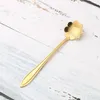 10pic/set Cute Stainless Steel Flower Teaspoon Dessert Coffee Spoon Golden Sakura Rose tools