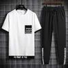 Men's Sets Spring Summer 2 Piece Fashion Set Outfit Hip Hop Streetwear Male T-shirt + Pants Casual Short Tracksuit Plus Size 8XL 210603