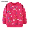 Mudkingdom Little Girl Cute Bluza Swetry Cartoon Unicorn Drukuje Z Długim Rękawem Top Dla Dzieci Bawełniane Crewneck Dzieci Ubrania 210615