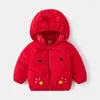 Down casaco bonito desenhos animados inverno meninas jaqueta toddler algodão acolchoado hoodies bebê crianças térmicas crianças roupas