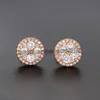 Mens Women Hip Hop Stud Earrings Jewelry High Quality Fashion Round Gold Silver Bling CZ Stone Earring