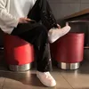 Pantalon de filet rouge du pantalon coréen coréen lâche la jambe lâche costume décontracté