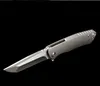 Łożysko kulkowe Flipper Składany Nóż D2 D2 Drop Point Satin Blade Blade Szary CNC TC4 Tytanowy uchwyt H5377