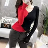 Shirts für Frauen Herbst Damen Tops Casual Leopard Langarm Frauen T-Shirts Elegante Büro Dame V-ausschnitt Top Weibliche 6241 210401