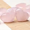 Heart Shaped Rose Pink Natural Quartz Crystal Stone Charm Carved Palm Love Healing stone for Diy Craft Jewelry Making