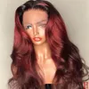 Perruque de cheveux humains bordeaux vague de corps rouge dentelle avant perruques de cheveux humains pour les femmes noires 180 densité couleur 13x6 perruques de dentelle
