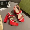 2021 zomer hoge kwaliteit vrouwen sandalen mode gesp platform dikke hak lederen dames cool schoen ontwerper sandaal big size schoenen US35--42