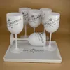 6pcs x un plateau de service Acrylique Incassable Champagnes Verres À Vin En Plastique Vin-Tasses Fête De Mariage Décoration Blanc Champagne Verre