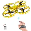 Elektrikli Uzaktan Kumanda Simülatörler Oyuncak Jest Kontrolleri Drone Uçan Oyuncaklar RC Quadcopter UFO Uçak El Sensörü Drones 360 ° Çevir LED Işık Noel Hediyesi Çocuklar Için