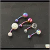 & Bell Drop Delivery 2021 Stainless Belly Button Rings Piercings Ombligo Piercing Sexy Navel Earring Rainbow Body Jewelry Pircing 295 T2 Xkat