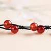 6mm piedra natural roja hecha a mano cuerda trenzada con cuentas pulseras de amuleto de la suerte fiesta Club cumpleaños joyería para mujeres hombres amante