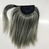 14 "Parrucchino GRIGIO Estensione coda di cavallo Coulisse Voluminoso Straigth Grigio Mix avvolge ombre argento coda di cavallo pezzo di capelli per donne nere vero umano dolcemente 120g