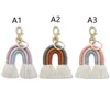 Makramee-Schlüsselanhänger für Damen und Mädchen, Regenbogen-Weberei, Quasten-Schlüsselanhänger, Auto-Schlüsselanhänger, Schmuck, Tasche, Geldbörse, Plüsch-Schlüsselanhänger