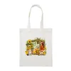 Shopping Bags Sunflower Girl Cute Canvas Printed Tote Woman Shopper Shoulder Type Reusable Folding Fashion Bag Cotton