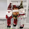 Juldekorationer Swing Spring Foot Doll Santa Claus Snögubbe Elk Plush Doll Pendant Xmas Present Fidget Leksaker W-01280