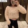 Women Fashion Feather Decoration Slim Short Sweatshirts Female Basic O Neck Knitted Hoodies Chic Pullovers Tops S626 210420