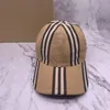 2022高品質のストライプ野球帽の男の綿の古典的な手紙ボールキャップ夏の女性Sun Hats屋外の調節可能なスナップバックバイザー