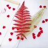 Christmas Tree Decoration Flower Grass Leaf Hollow Flash Grass Fake Flower Home Party Happy Year Decoration Gold Silver 40cm 211104