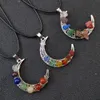 Reiki Heilung Zystal sieben Chakra Perlen Energie Anhänger Retro Mond Charms Halsketten Pendel Amulett Orgonit Schmuck