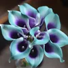 Teal Purple Picasso Calla liljor Verkliga beröring av blommor för silkbröllop buketter konstgjorda lily dekorativa kransar310n