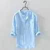 Helisopus sommar män skjorta långärmad casual tröja harajuku toppar märke man vintage solid färg smal passform camisa masculina 210626