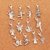 120 stks / partij Mix Angel Charm Bead 12-styles Antiek Zilver Drijvende Kreeft Claw Sikkel Sieraden Bevindingen Cum58