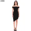 Sexig Tube Top Little Black Dress Slim Party Oregelbundenheter Av Skulder Mini Klänningar Ladies Vestido Robe Kläder 210416