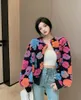 Kvinnorjackor Flower Puff Sleeve All-Match Short Jacket 2022 Höst- och vinter Hong Kong-stil Retro Gentle Blouse Women