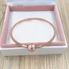 1pcs Drop Shipping jewelry 925 sterling Silver Rose Mesh gold Bracelets Women Snake Chain Charm Beads sets for pandora with logo Bangle Children birthday Gift 586543