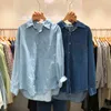 Spring Simple Lmitation Denim Blouse Womens Buttoned Shirts Soft All Match Blusas Mujer Long Sleeve Ladies Tops 210514