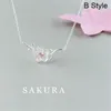 Porta -ar prata cor cereja flores de colares pingentes sakura flor com gargantilha de gargantilha colar jóias colarinhos colarinhos colares