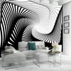 壁紙白い黒い幾何学波ストライプ豪華な壁紙アートポスターベッドルームリビングルーム大きな壁の装飾家の装飾