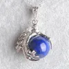 WOJIAER naturel Dragon griffe pendentif rond Lapis Lazuli pierres pendule collier pour hommes femmes bijoux Reiki amulette cadeau N3113